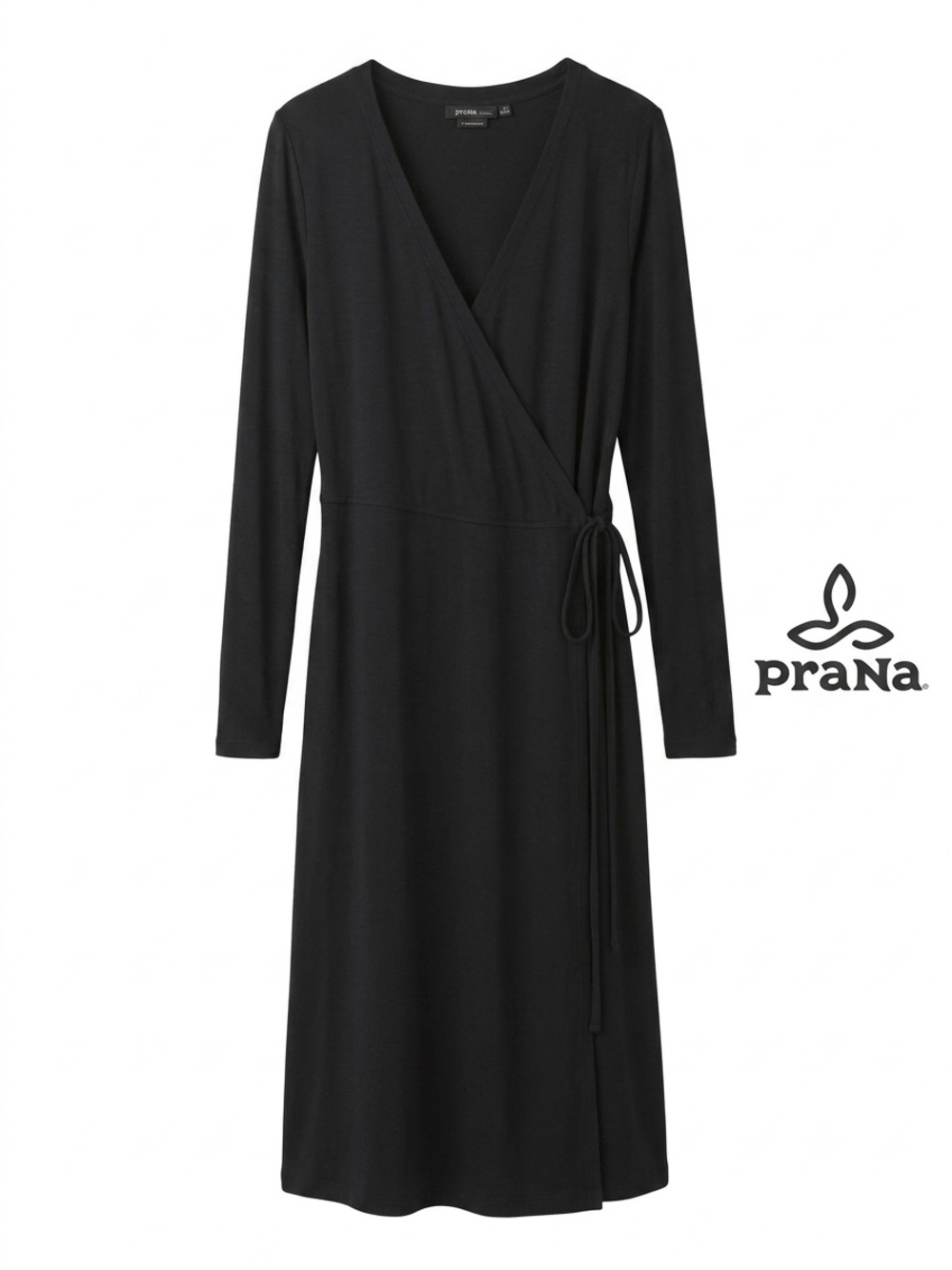 prAna black foundation long wrap dress SZ Large